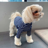 STRIPED HALF NECK TEE / NAVY-WHITE - Miso and Friends - petshop