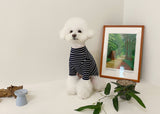 STRIPED HALF NECK TEE / NAVY-WHITE - Miso and Friends - petshop