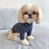 STRIPED HALF NECK TEE / NAVY-WHITE - Miso and Friends - petshop