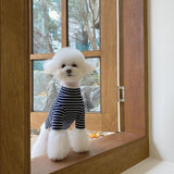 STRIPED HALF NECK TEE / NAVY-WHITE - Miso and Friends - petshop