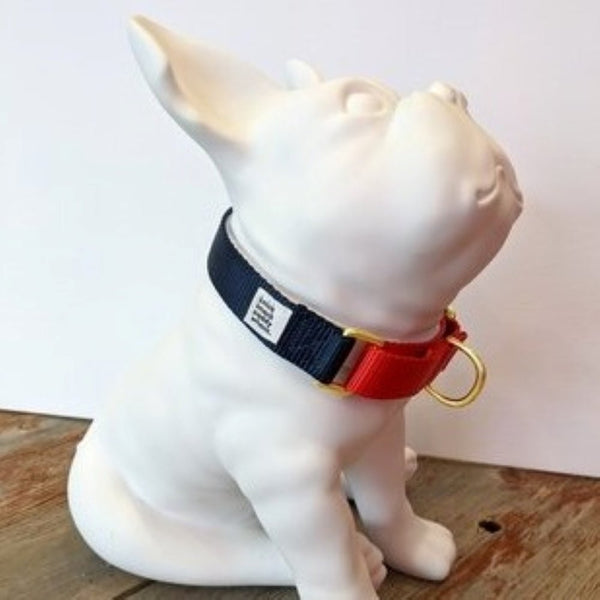 CANADA HANDCRAFTED MARTINGALE COLLAR / NAVY AND RED - Miso and Friends - petshop