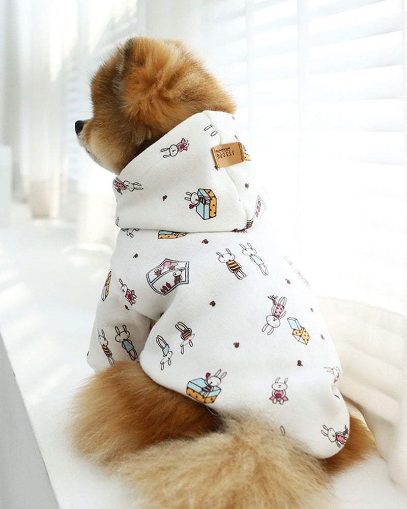 HOME SWEET HOME BUTTON UP HOODIE / WHITE - Miso and Friends - petshop